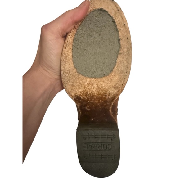 Corral Distressed Honey Leather Stud Zipper Western Boots 8.5 C3674 - Picture 6 of 6